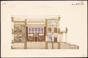 Ein detailliertes Bild eines Opernhauses von außen, verziert mit kunstvollen Architekturdetails und farbenfrohen Malereien, begleitet von beschreibendem Text.