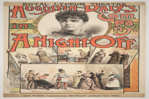 Ein Plakat für die Royal Lyceum Theatre-Produktion von "Comedy in Pennsylvania" mit einer zentralen Frau umgeben von einer Gruppe von Menschen und beschreibendem Text.