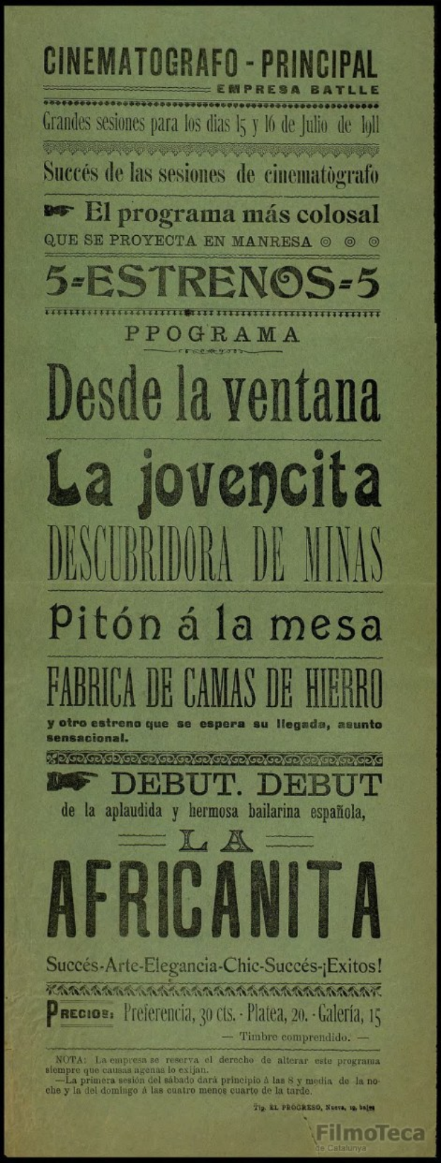 Vintage-Kino-Werbung mit schwarzem Hintergrund, fettweißer Schrift in einem weißen Rahmen und gedämpften blauen und grauen Tönen.