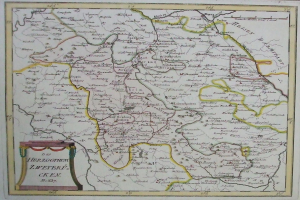 Ein altes Kartenbild des Königreichs Sachsen, Deutschland, mit der durchströmenden Rhine River, in einem Photo-Rahmen.