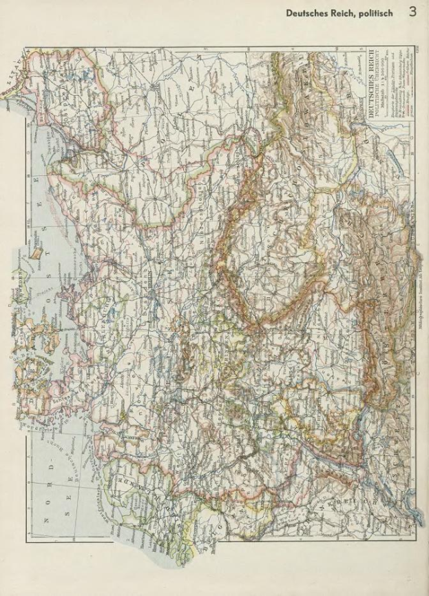 Altes 19. Jahrhundert-Karte von Deutschland, die politische Teilung zeigt, auf Papier gedruckt mit Text oben und unten.