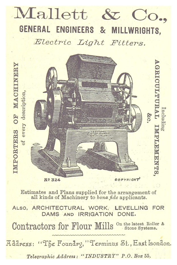Annoncen für die Elektrolampenfiltermaschine von Mallett & Co.