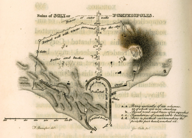 Ein altes Buch mit einer detaillierten Karte einer Stadt auf dem Cover, begleitet von Texten über die Geschichte, Kultur und Sehenswürdigkeiten der Stadt.